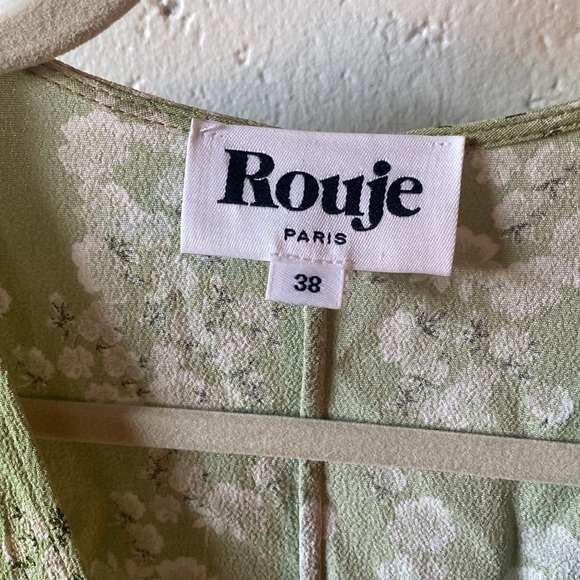 Rouje Green Floral Print Gabin Midi Dress Button Detail 38 Excellent Condition - Picture 5 of 8